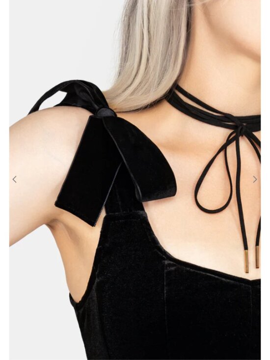 DISTURBIA Lisette velour tie strap corset top - Picture 5 of 10